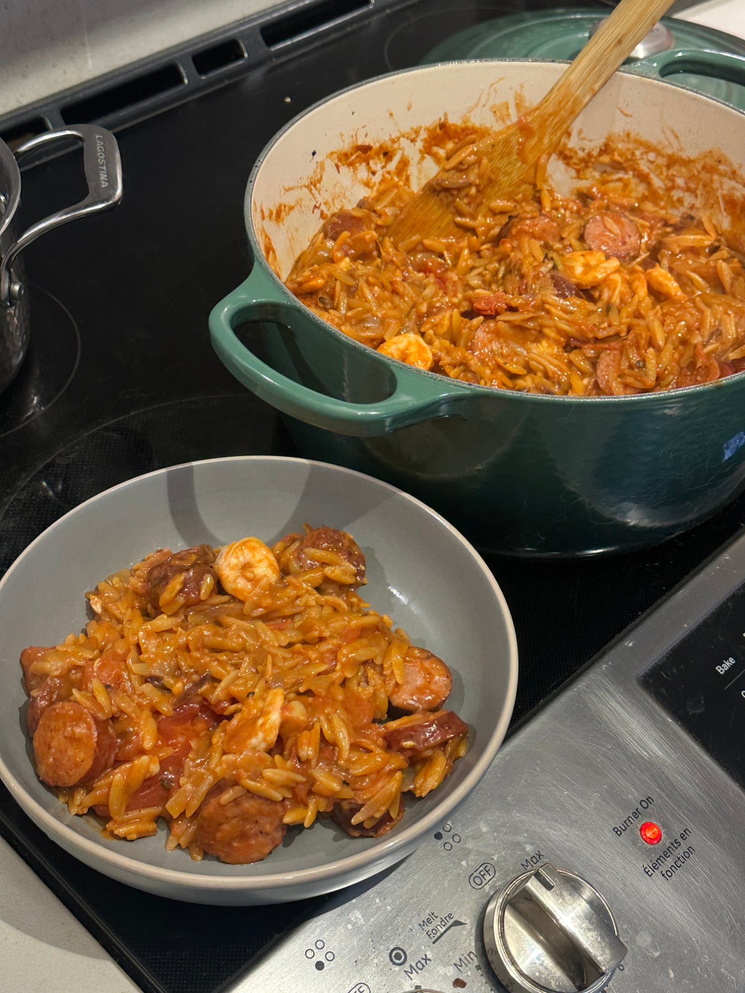 Smoky Sausage & Prawn Orzo